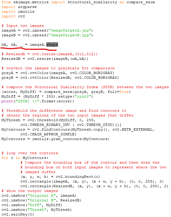 shape to Obtain the Image Dimension