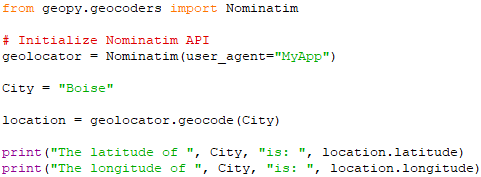 Find latitude and longitude of a city