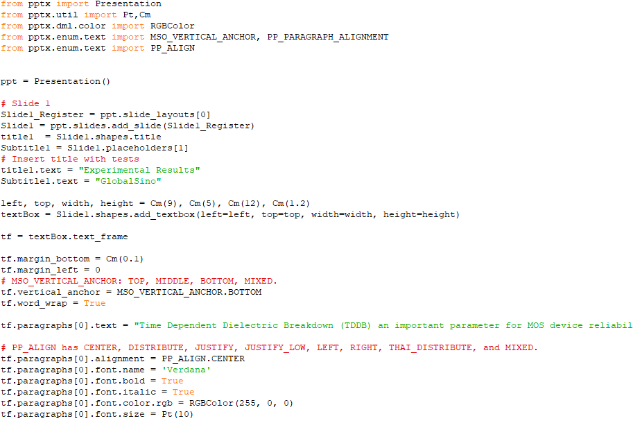 Text Format in pptx