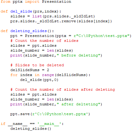Count and delete slides from ppt