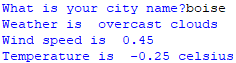 API (Application Programming Interface) to extract weather of a city