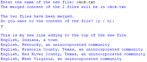 Merge/combine two text files into a new text file