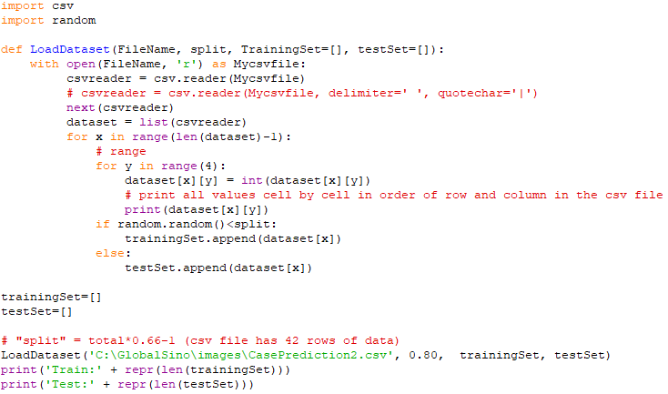 Print all values cell by cell in order of row and column in a csv file