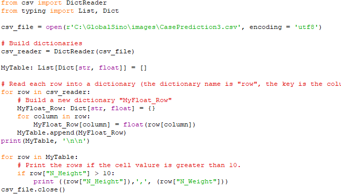 Print all values cell by cell in order of row and column in a csv file