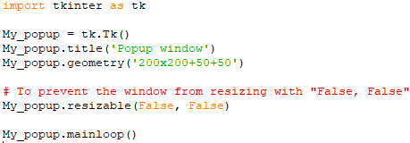 Prevent the window from resizing