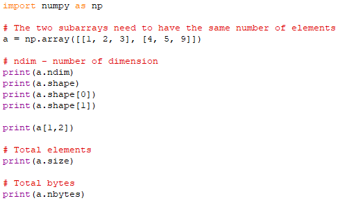 Numpy properties