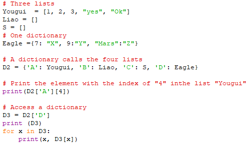 Access elements in a dictionary and subdictionary