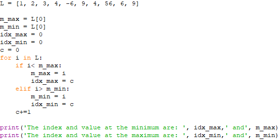 Find minimum and maximum values in a list