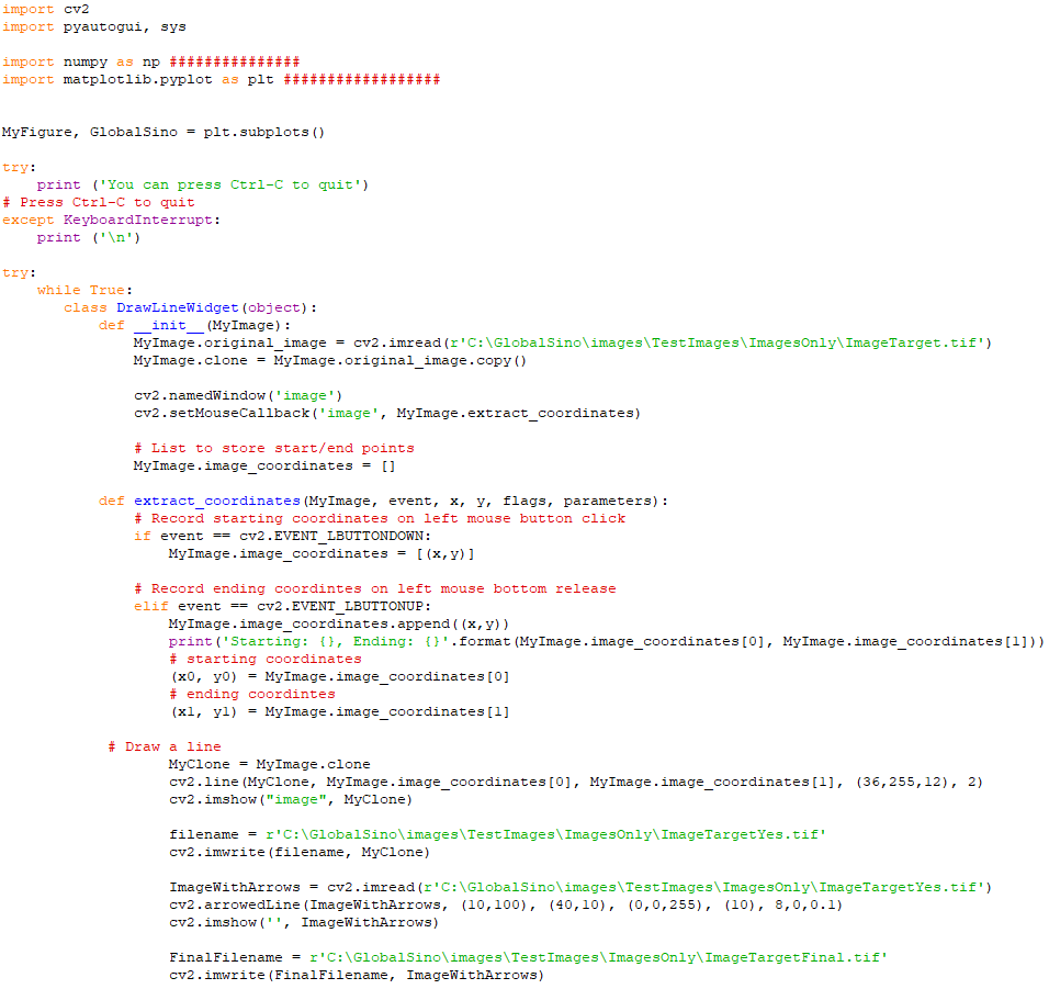 Display the coordinates of the points clicked on the image (both left and right clicks) and output to a csv file (left clicks)