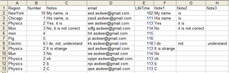 Split columns and then merge the splits in a csv file