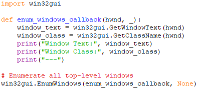 Find Window Class with Python